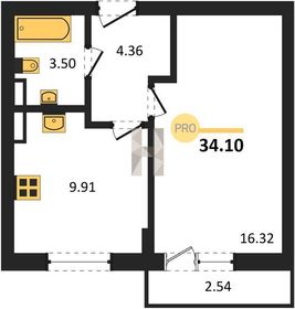 34,1 м², 1-комнатная квартира 5 600 000 ₽ - изображение 20
