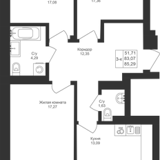 Квартира 85,3 м², 3-комнатная - изображение 2