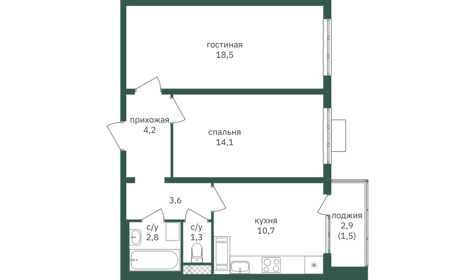 57,8 м², 2-комнатная квартира 16 473 000 ₽ - изображение 37