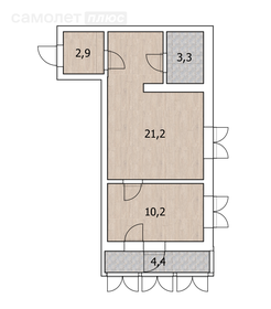 39,6 м², 2-комнатная квартира 5 690 000 ₽ - изображение 42