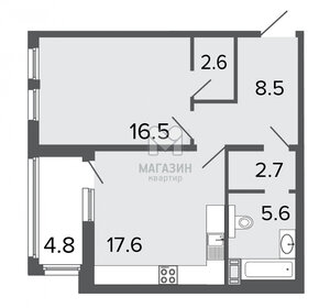 Квартира 55 м², 1-комнатная - изображение 1