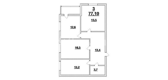 Квартира 77,1 м², 3-комнатная - изображение 1