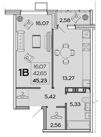 Квартира 45,2 м², 1-комнатная - изображение 1