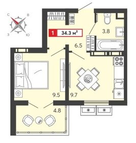 Квартира 34,3 м², 1-комнатная - изображение 1