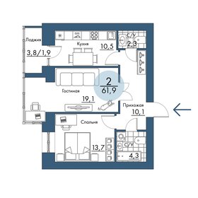 Квартира 61,9 м², 2-комнатная - изображение 1