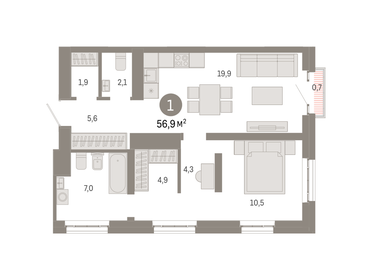 42,1 м², 1-комнатная квартира 15 000 000 ₽ - изображение 73