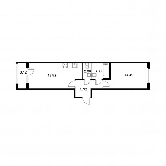 46,2 м², 1-комнатная квартира 7 153 250 ₽ - изображение 1