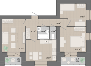 58 м², 3-комнатная квартира 5 000 000 ₽ - изображение 35