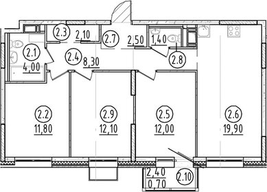 Квартира 74,8 м², 3-комнатная - изображение 1