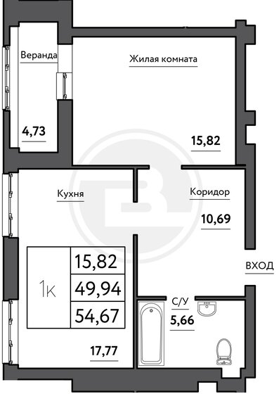 54,7 м², 1-комнатная квартира 7 271 110 ₽ - изображение 21