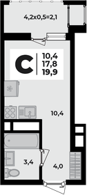 Квартира 19,9 м², 1-комнатная - изображение 1