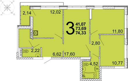 74,5 м², 3-комнатная квартира 7 000 000 ₽ - изображение 44