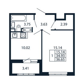 34,3 м², 1-комнатная квартира 7 987 468 ₽ - изображение 63