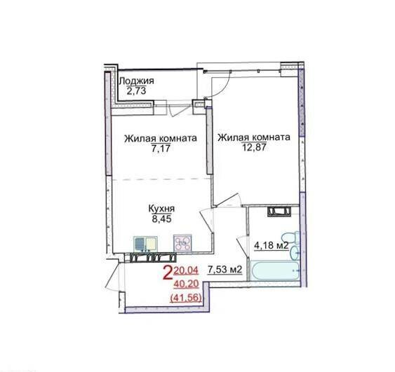 41,6 м², 2-комнатная квартира 4 230 342 ₽ - изображение 1