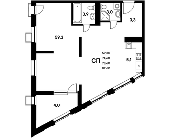 Квартира 78,7 м², студия - изображение 1