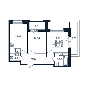 Квартира 54,1 м², 2-комнатная - изображение 4