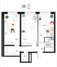 Квартира 64,1 м², 3-комнатная - изображение 1