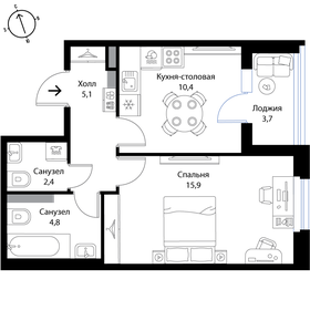 39,8 м², 1-комнатная квартира 6 300 000 ₽ - изображение 109