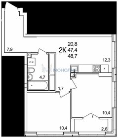 52,6 м², 2-комнатная квартира 6 700 000 ₽ - изображение 48