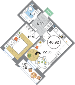 45,6 м², 1-комнатная квартира 13 535 000 ₽ - изображение 79