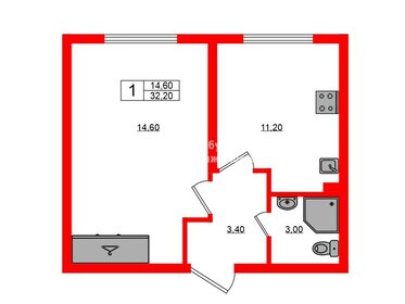 35 м², 1-комнатная квартира 3 200 000 ₽ - изображение 36