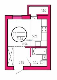 Квартира 21,9 м², 1-комнатная - изображение 1