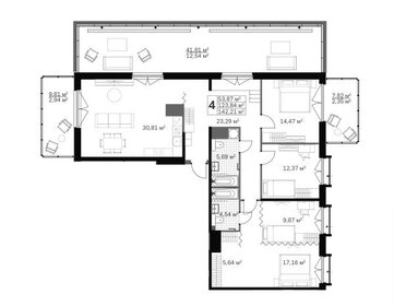 Квартира 142,2 м², 4-комнатная - изображение 1