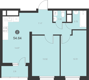 Квартира 54,6 м², 2-комнатная - изображение 1