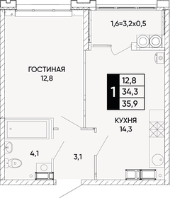 35,9 м², 1-комнатная квартира 5 349 100 ₽ - изображение 18