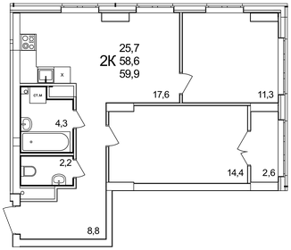 60 м², 2-комнатная квартира 7 320 000 ₽ - изображение 23