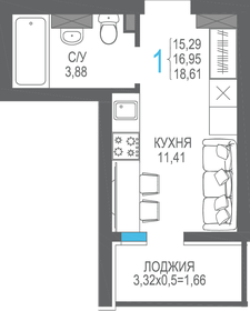 17 м², квартира-студия 6 234 350 ₽ - изображение 23