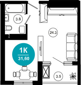Квартира 31,6 м², 1-комнатные - изображение 1