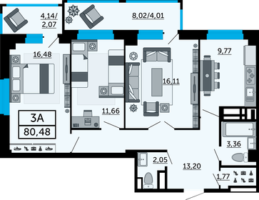 80,5 м², 3-комнатная квартира 13 762 080 ₽ - изображение 23