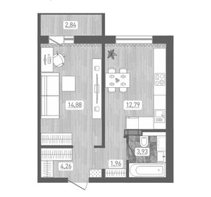 Квартира 37,8 м², 1-комнатная - изображение 1