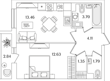 40,5 м², 1-комнатная квартира 8 900 000 ₽ - изображение 78
