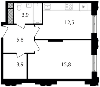 Квартира 41,9 м², 1-комнатные - изображение 1