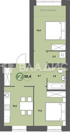 Квартира 50,3 м², 2-комнатная - изображение 1