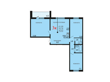 Квартира 76,5 м², 3-комнатная - изображение 1