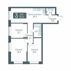 Квартира 91 м², 4-комнатная - изображение 1