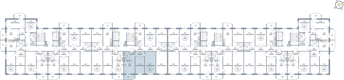 72,4 м², 2-комнатная квартира 7 790 000 ₽ - изображение 25