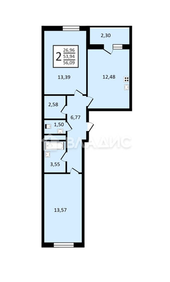 55,1 м², 2-комнатная квартира 14 250 000 ₽ - изображение 20