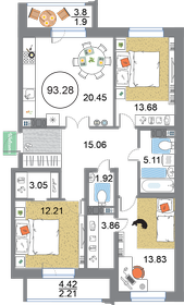92,6 м², 3-комнатная квартира 27 515 000 ₽ - изображение 60