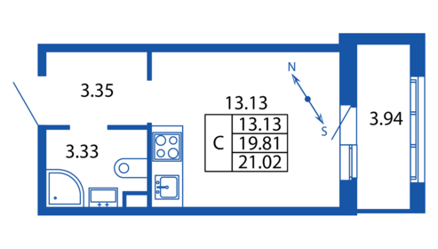 21 м², квартира-студия 4 500 000 ₽ - изображение 68