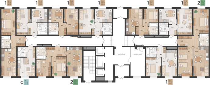 39,8 м², 1-комнатная квартира 4 400 000 ₽ - изображение 104