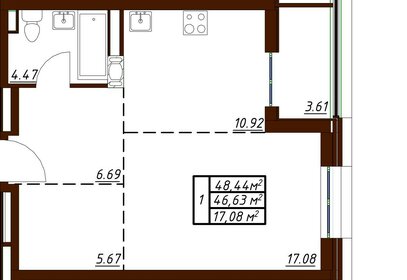44,4 м², 1-комнатная квартира 5 241 560 ₽ - изображение 6