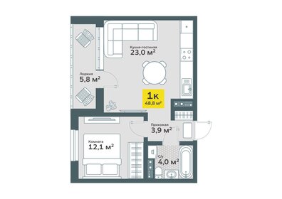 Квартира 48,8 м², 1-комнатная - изображение 1