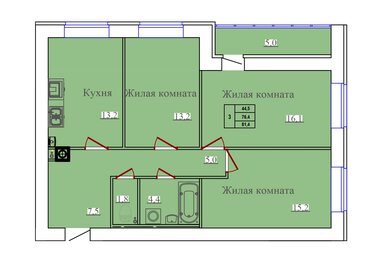 60 м², 3-комнатная квартира 6 100 000 ₽ - изображение 86