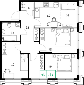 71,9 м², 4-комнатная квартира 23 823 696 ₽ - изображение 28