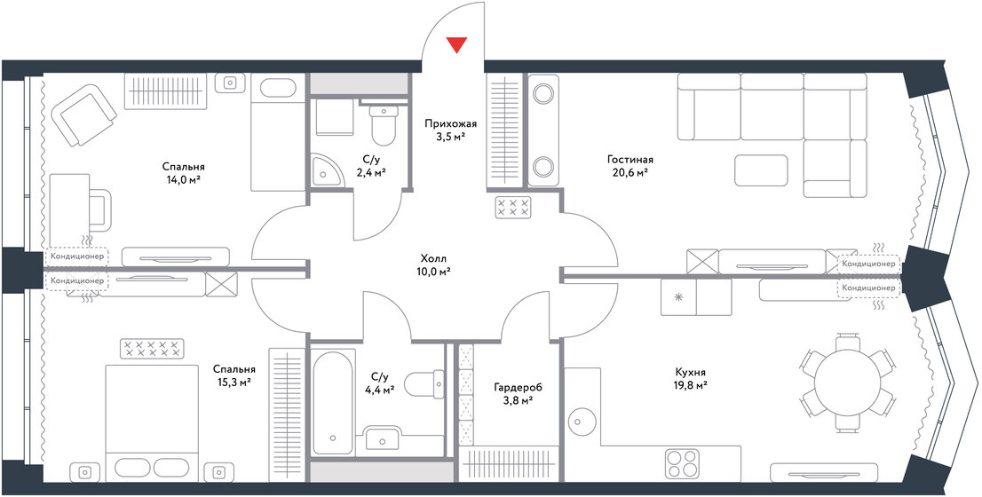 93,8 м², 3-комнатная квартира 49 070 624 ₽ - изображение 1