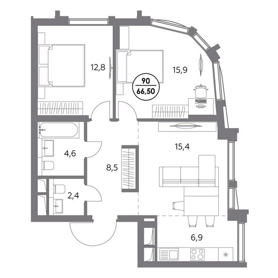 66,5 м², 2-комнатная квартира 34 779 500 ₽ - изображение 19